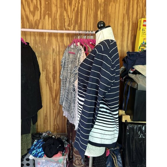 Altra-Made in Italy Wool Blend Knit Button Down Cardigan Black & White Sz 44 XL - Picture 5 of 7